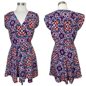 YUMI KIM Silk Soho Mixer Abstract Wrap Dress size M